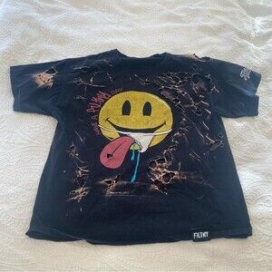Filthy D size Large Have a Filthy Day Smiley Face Thrashed Streetwear T Shirt